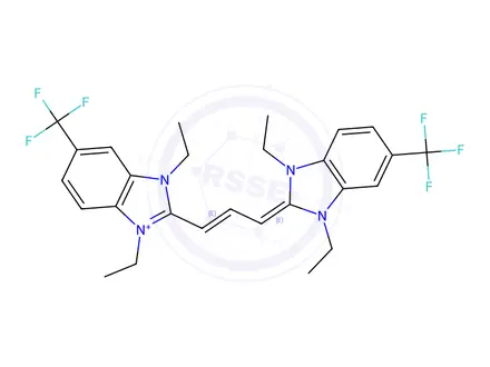 Chemical structure of 2-[3-[1,3-diethyl-1,3-dihydro-5-(trifluoromethyl)-2H-benzimidazol-2-ylidene]-1-propenyl]-1,3-diethyl-5-(trifluoromethyl)-1H-benzimidazolium