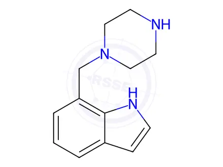 Chemical structure of 7-[(piperazin-1-yl)methyl]-1H-indole dihydrochloride