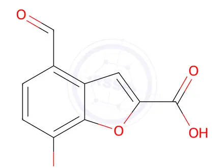Chemical structure of 4-formyl-7-methoxy-1-benzofuran-2-carboxylic Acid
