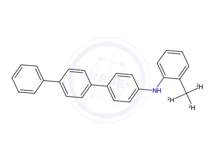Chemical structure of N-(2-(methyl-d3)phenyl)-[1,1':4',1''-terphenyl]-4-amine