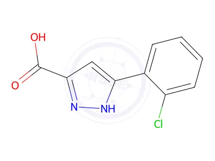 Chemical structure of 5-(2-chlorophenyl)-1H-pyrazole-3-carboxylic acid