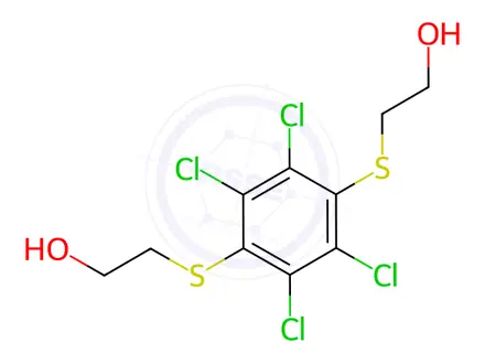 Chemical structure of 2-[2,3,5,6-tetrachloro-4-(2-hydroxyethylsulfanyl)phenyl]sulfanylethano l