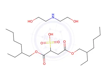 Chemical structure of 1,4-bis(2-ethylhexyl) 2-sulphosuccinate, compound with 2,2'-iminobis[ethanol] (1:1)