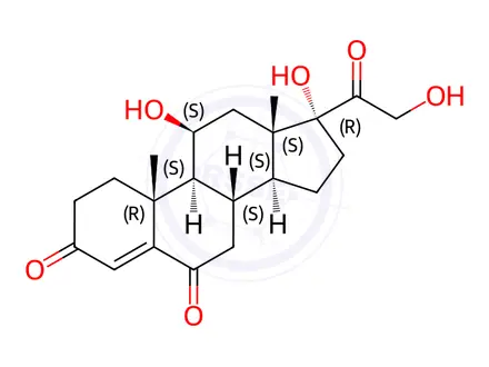Chemical structure of 11β,17α,21-Trihydroxy-Δ4-pregnene-3,6,20-trione