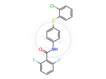 Chemical structure of N-(4-((2-chlorophenyl)thio)phenyl)-2,6-difluorobenzamide