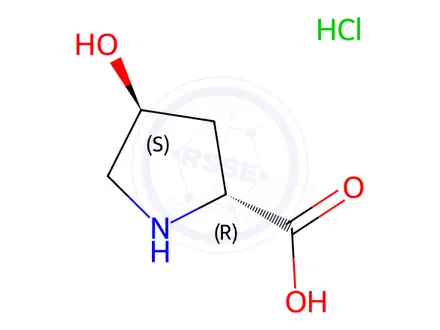 Chemical structure of trans-4-Hydroxy-D-proline Hydrochloride