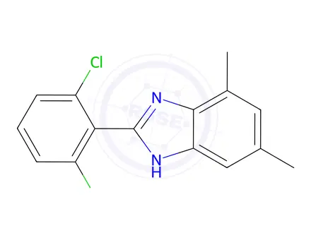 Chemical structure of 2-(2,6-Dichlorophenyl)-5,7-dimethyl-1H-benzo[d]imidazole