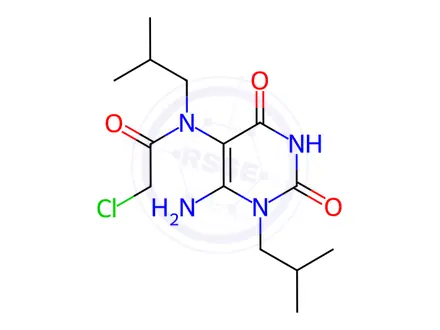 Chemical structure of N-[6-Amino-1,2,3,4-tetrahydro-1-(2-methylpropyl)-2,4-dioxo-5-pyrimidinyl]-2-chloro-N-(2-methylpropyl)acetamide