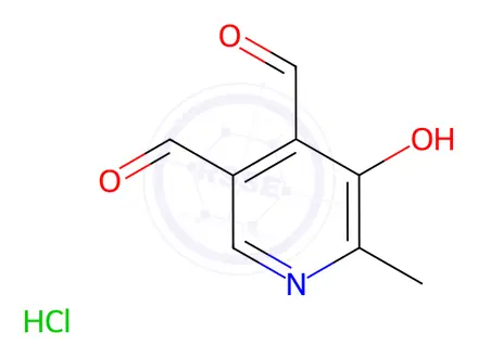 Chemical structure of 5-Hydroxy-6-methyl-3,4-pyridinedicarboxaldehyde Hydrochloride