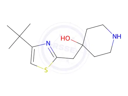 Chemical structure of 4-[(4-tert-butyl-1,3-thiazol-2-yl)methyl]piperidin-4-ol