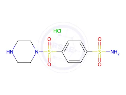 Chemical structure of 4-(Piperazine-1-sulfonyl)benzene-1-sulfonamide hydrochloride