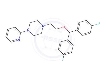 Chemical structure of 1-[2-[BIS(4-FLUOROPHENYL)METHOXY]ETHYL]-4-(PYRIDINYL)-PIPERAZINE