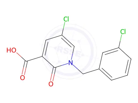 Chemical structure of 5-Chloro-1-(3-chlorobenzyl)-2-oxo-1,2-dihydropyridine-3-carboxylic acid