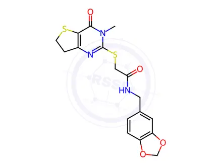 Chemical structure of N-(1,3-benzodioxol-5-ylmethyl)-2-[(3-methyl-4-oxo-6,7-dihydrothieno[3,2-d]pyrimidin-2-yl)sulfanyl]acetamide