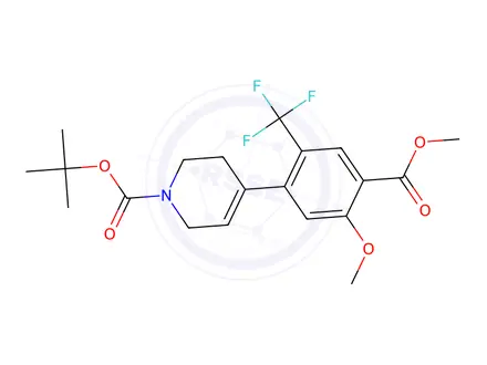 Chemical structure of 4-(5-Methoxy-4-methoxycarbonyl-2-trifluoromethyl-phenyl)-3,6-dihydro-2H-pyridine-1-carboxylic acid tert-butyl ester