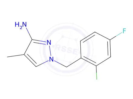 Chemical structure of 1-(2-Chloro-4-fluorobenzyl)-4-methyl-1,2-dihydro-3H-pyrazol-3-imine