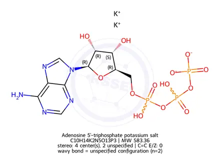 Chemical structure of Adenosine 5'-triphosphate potassium salt