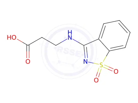 Chemical structure of 3-[(1,1-dioxido-1,2-benzisothiazol-3-yl)amino]propanoic acid