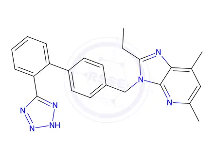 Chemical structure of 2-Ethyl-5,7-dimethyl-3-[2'-(1H-tetrazole-5-yl)biphenyl-4-ylmethyl]-3H-imidazo[4,5-b]pyridine