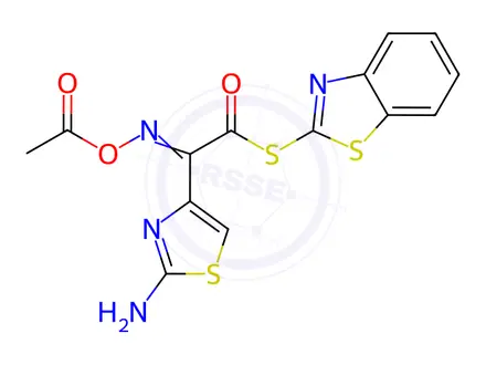 Chemical structure of S-(Benzo[d]thiazol-2-yl) (Z)-2-(acetoxyimino)-2-(2-aminothiazol-4-yl)ethanethioate