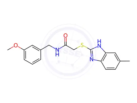 Chemical structure of n-(3-Methoxybenzyl)-2-((5-methyl-1h-benzo[d]imidazol-2-yl)thio)acetamide