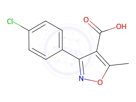 Chemical structure of 3-(4-Chlorophenyl)-5-methylisoxazole-4-carboxylic Acid