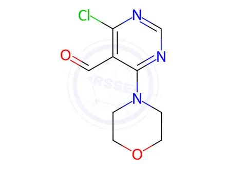 Chemical structure of 4-Chloro-6-morpholino-5-pyrimidinecarbaldehyde