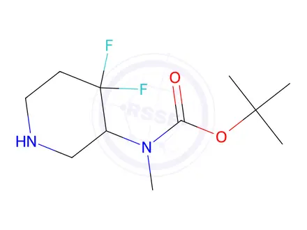 Chemical structure of Tert-butyl (4,4-difluoropiperidin-3-yl)(methyl)carbamate