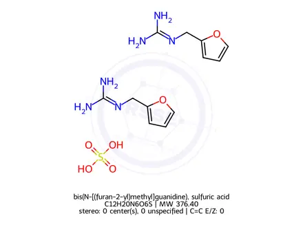 Chemical structure of bis(N-[(furan-2-yl)methyl]guanidine), sulfuric acid
