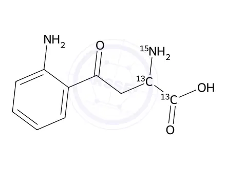 Chemical structure of rac Kynurenine-13C2,15N