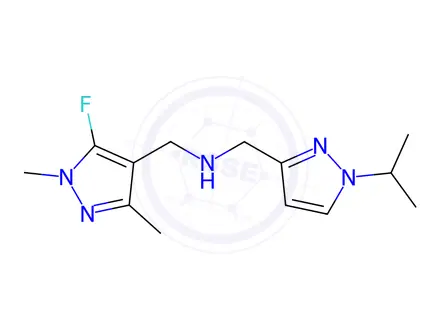 Chemical structure of 1-(5-fluoro-1,3-dimethyl-1H-pyrazol-4-yl)-N-[(1-isopropyl-1H-pyrazol-3-yl)methyl]methanamine