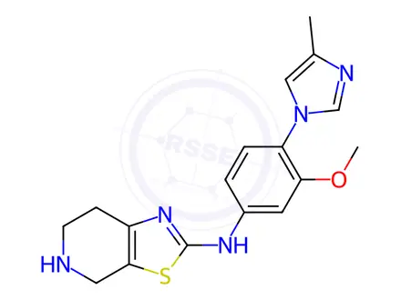 Chemical structure of N-(3-Methoxy-4-(4-methyl-1H-imidazol-1-yl)phenyl)-4,5,6,7-tetrahydrothiazolo[5,4-c]pyridin-2-amine trihydrochloride