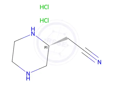 Chemical structure of 2-[(2R)-piperazin-2-yl]acetonitrile;dihydrochloride