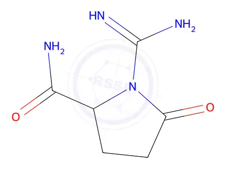 Chemical structure of 1-Carbamimidoyl-5-oxopyrrolidine-2-carboxamide
