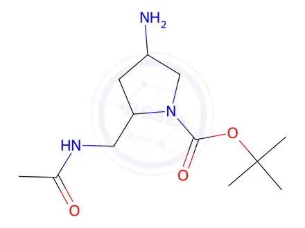 Chemical structure of tert-Butyl 2-(acetamidomethyl)-4-aminopyrrolidine-1-carboxylate