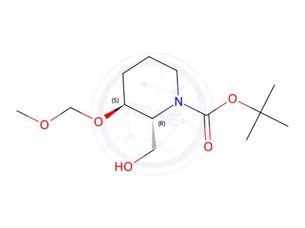 Chemical structure of Tert-butyl (2R,3S)-2-(hydroxymethyl)-3-(methoxymethoxy)piperidine-1-carboxylate