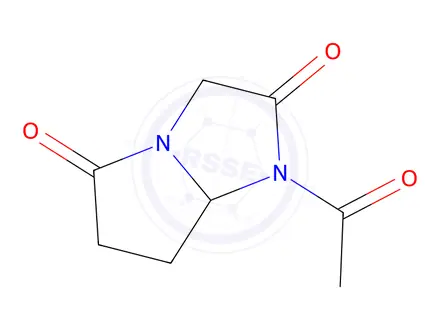 Chemical structure of 1H-Pyrrolo[1,2-a]imidazole-2,5(3H,6H)-dione, 1-acetyldihydro-