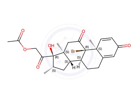 Chemical structure of 2-((8S,9R,10S,13S,14S,16S,17R)-9-bromo-17-hydroxy-10,13,16-trimethyl-3,11-dioxo-6,7,8,9,10,11,12,13,14,15,16,17-dodecahydro-3H-cyclopenta[a]phenanthren-17-yl)-2-oxoethyl acetate