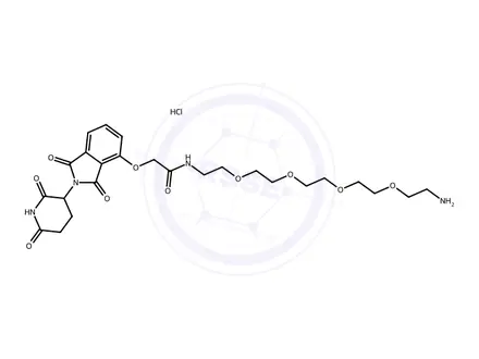 Chemical structure of Thalidomide-O-amido-PEG4-C2-NH2 (hydrochloride)