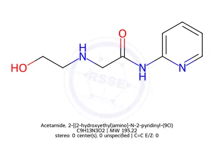 Chemical structure of Acetamide, 2-[(2-hydroxyethyl)amino]-N-2-pyridinyl-(9CI)