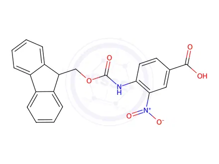 Chemical structure of 4-((((9h-Fluoren-9-yl)methoxy)carbonyl)amino)-3-nitrobenzoic acid