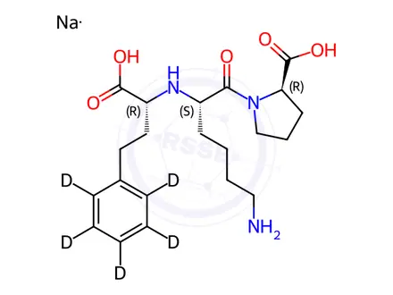 Chemical structure of (S)-Lisinopril-d5 Sodium