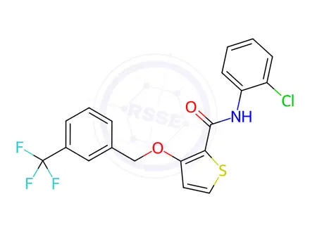 Chemical structure of N-(2-Chlorophenyl)-3-{[3-(trifluoromethyl)phenyl]methoxy}thiophene-2-carboxamide