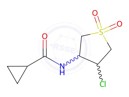 Chemical structure of N-(4-chloro-1,1-dioxidotetrahydrothiophen-3-yl)cyclopropanecarboxamide