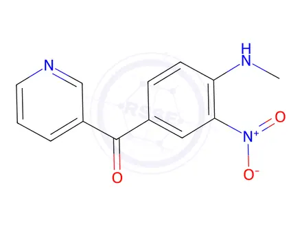 Chemical structure of 3-(3-nitro-4-methylaminobenzoyl)pyridin