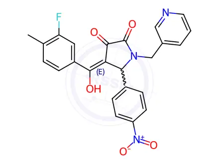 Chemical structure of 4-(3-Fluoro-4-methylbenzoyl)-3-hydroxy-5-(4-nitrophenyl)-1-(pyridin-3-ylmethyl)-1H-pyrrol-2(5H)-one