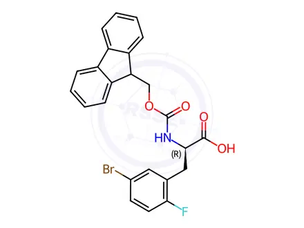 Chemical structure of N-Fmoc-5-bromo-2-fluoro-D-phenylalanine