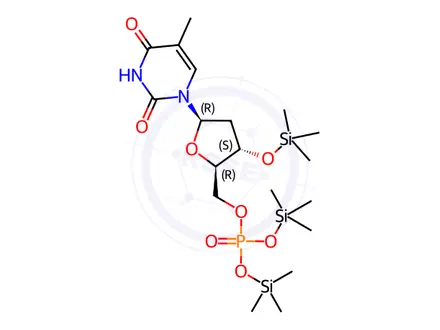 Chemical structure of 3'-O-Trimethylsilylthymidine 5'-phosphoric acid bis(trimethylsilyl) ester
