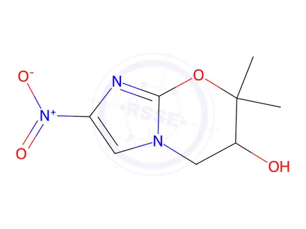 Chemical structure of 7,7-Dimethyl-2-nitro-6,7-dihydro-5H-imidazo[2,1-b][1,3]oxazin-6-ol