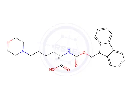 Chemical structure of 4-Morpholinehexanoic acid, α-[[(9H-fluoren-9-ylmethoxy)carbonyl]amino]-, (αS)-